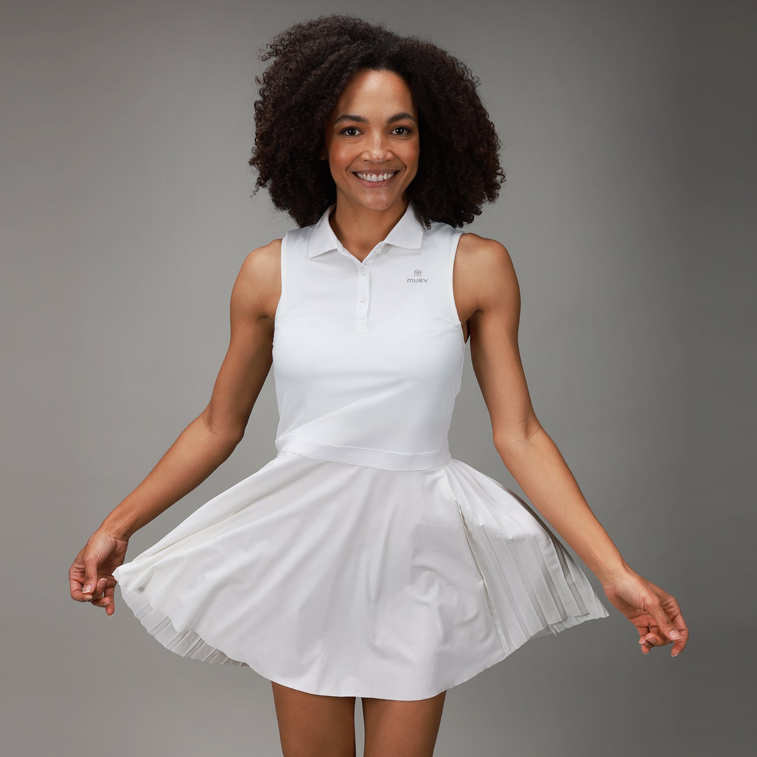 front of white traingle dress
