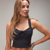 black twist tank top with inch wide straps