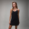 black tank dress with crisscross back straps