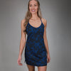 front of floral blue v dress