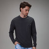 front of black bonded pocket long sleeve