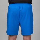 Back of bright blue shorts