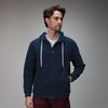 front of navy hoodie full zip