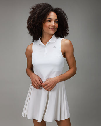 front of white triangle dress