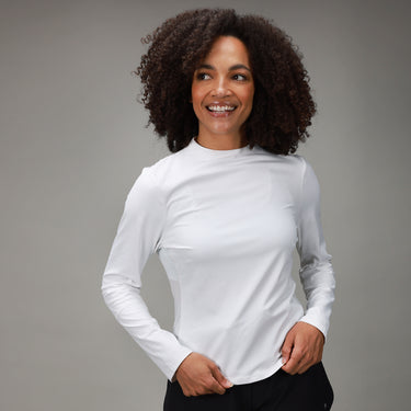 front of womens white long sleeve 