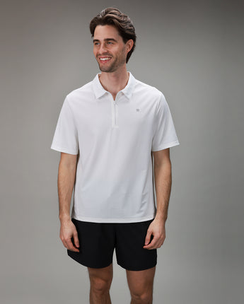 Elevate Zip Polo | White