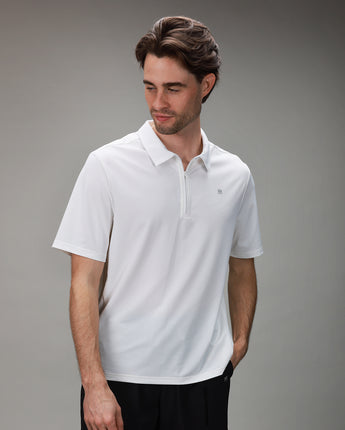 Elevate Zip Polo | White