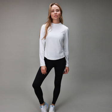 front of white womens long sleeve shirt