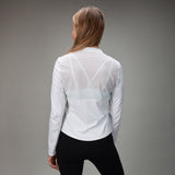 back of womens white long sleeve with mesh back