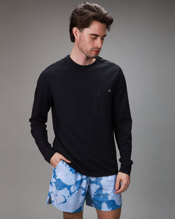 mens black long sleeve with digital camo short