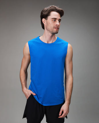 mens blue tank front
