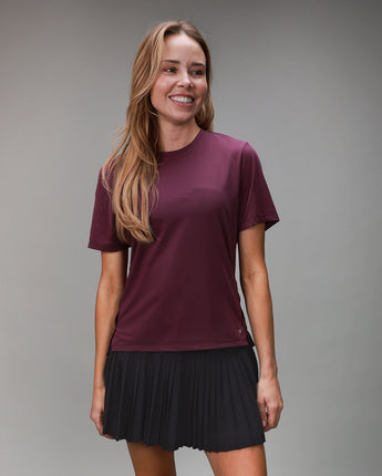 womens plum tee front