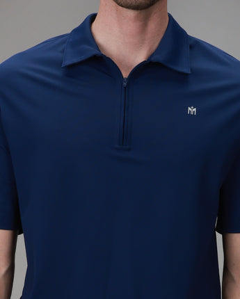 Elevate Zip Polo | Medieval Blue