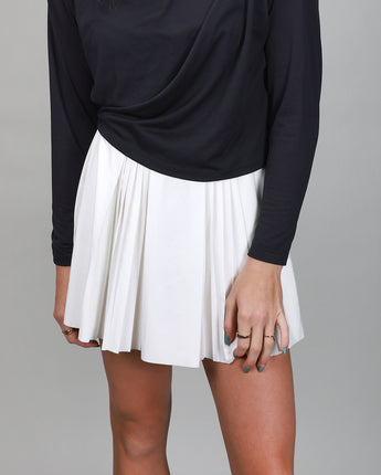front of white ruffle skirt 