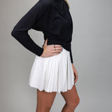 side of white ruffle skirt 