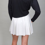 back of white ruffle skirt 
