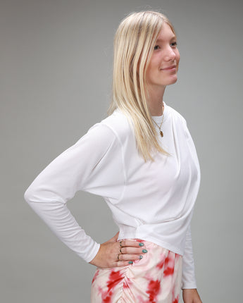 white lightweight long sleeve cover up back