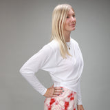 white lightweight long sleeve cover up back