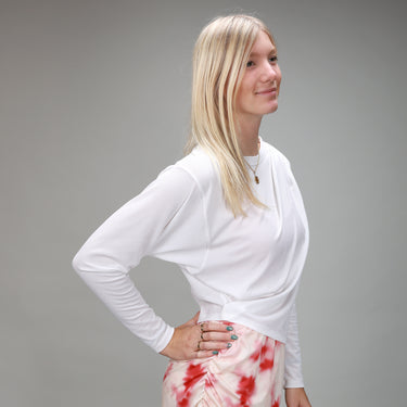 white lightweight long sleeve cover up back