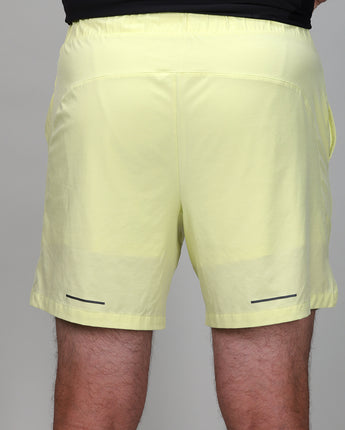 back of yellow baseline short 