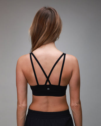 black sports bra with cross back 