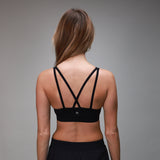 black sports bra with cross back 