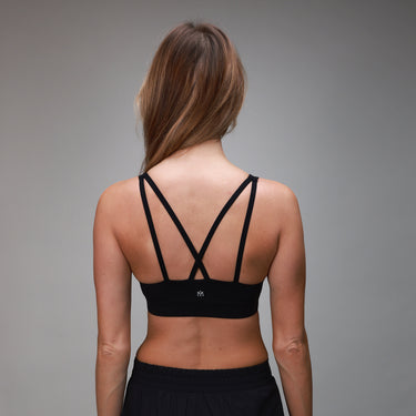 black sports bra with cross back 