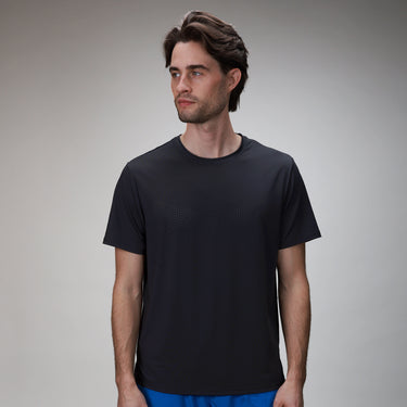front of black chevron tee