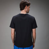 back of black chevron tee