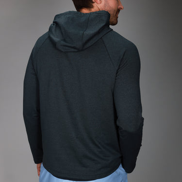 back of black hoodie