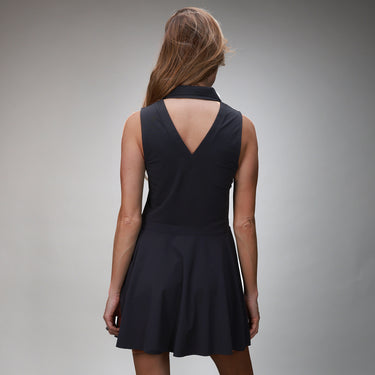 back of womens triangle dress black 