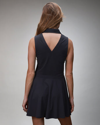 back of womens triangle dress black 
