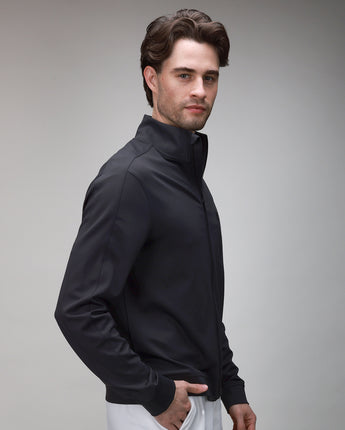 side of black full zip jacket