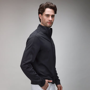 side of black full zip jacket
