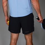back of black baseline short 