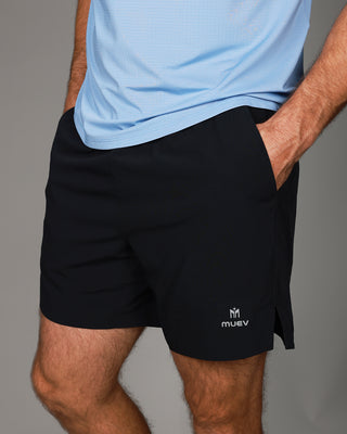 front of black baseline short 