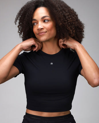 black crop tee front