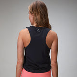 back of black performance tank top loose fit 