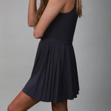 side of womens black triangle dress