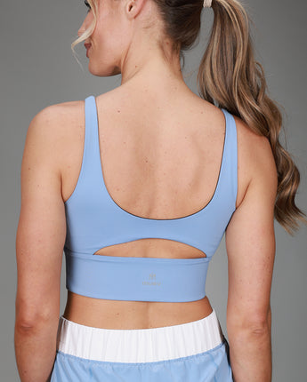 back of cloud blue sports tank