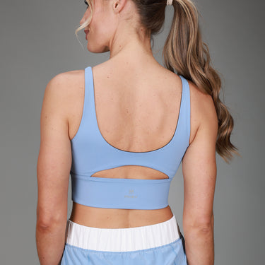 back of cloud blue sports tank
