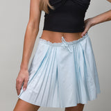 front of ice blue pleated skirt 