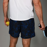 back of floral blue baseline short 