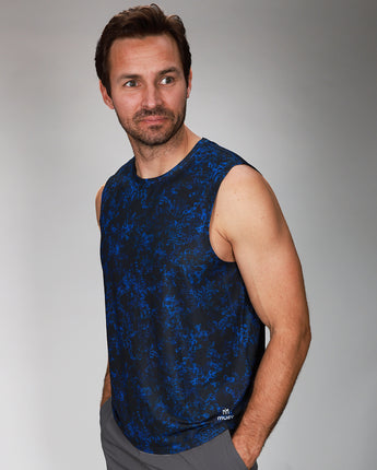 front of blue floral tank 