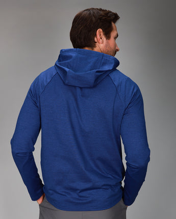 back of navy hoodie
