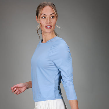 side of blue long sleeve