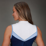navy mandarin dress close up of black 