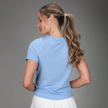 back of cloud blue tee