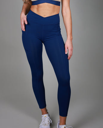 V Cross Over Leggings | Navy