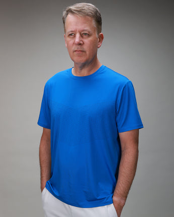 Bright blue chevron tee front